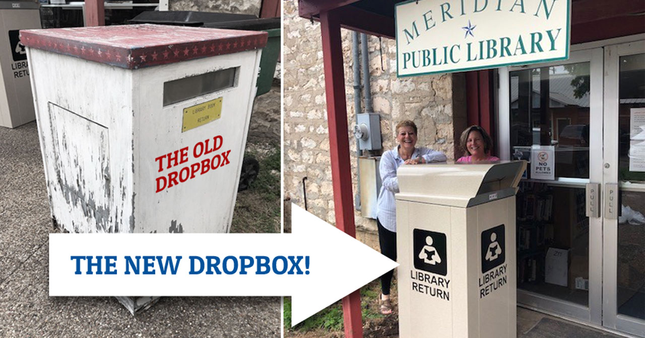 Meridian Public Library gets a big thumbs-up for their new book drop ... image picture