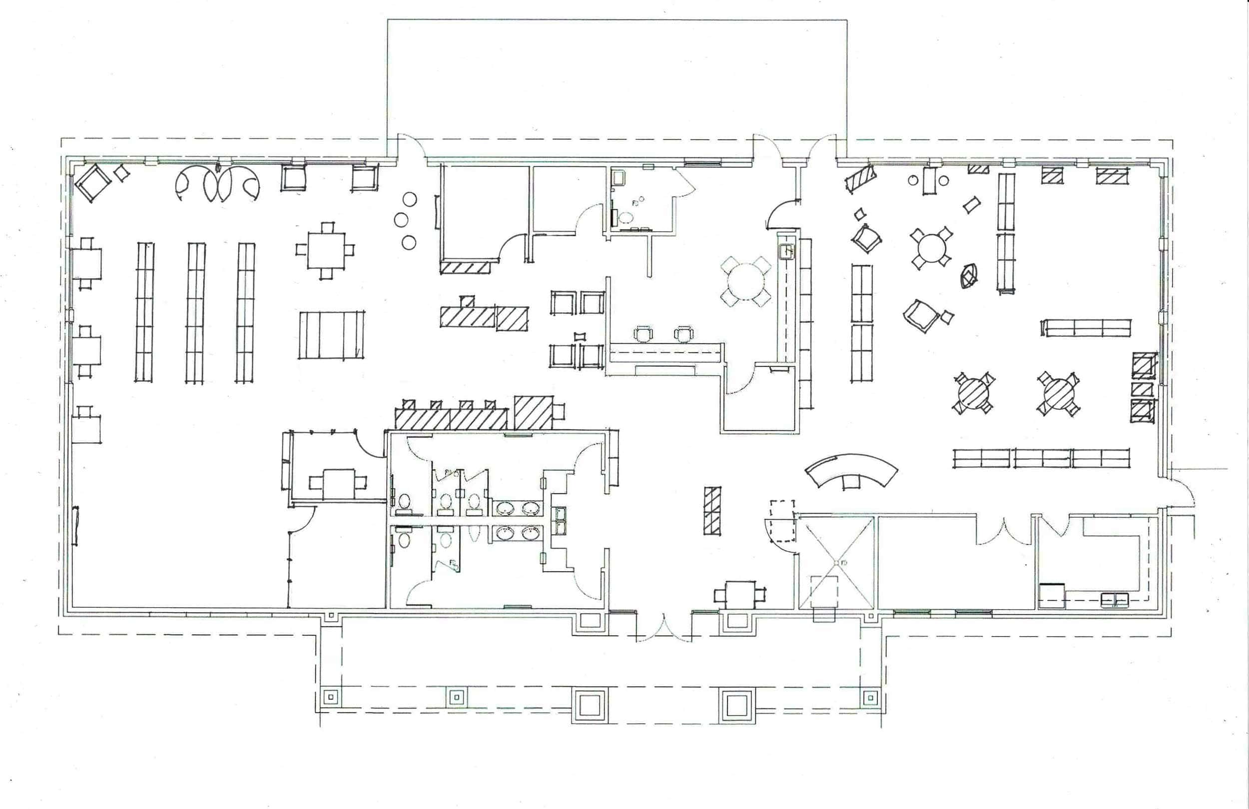 architectural floor plan of proposed library layout